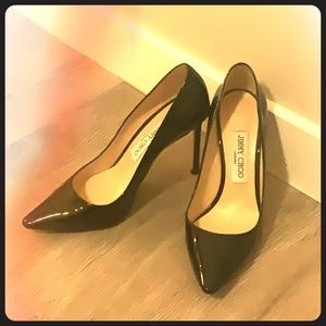 Jimmy Choo Black Patent Romy 100 Pumps Size 37